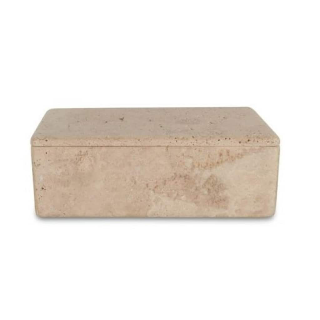 Large Rectangular Travertine Storage Box - 10.5" - Beige