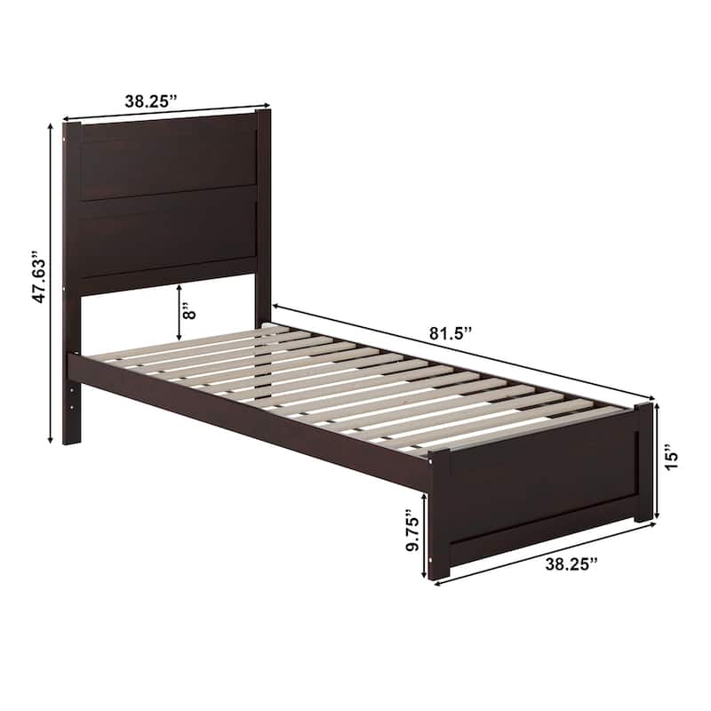 NoHo Twin XL Platform Bed with Footboard in Espresso