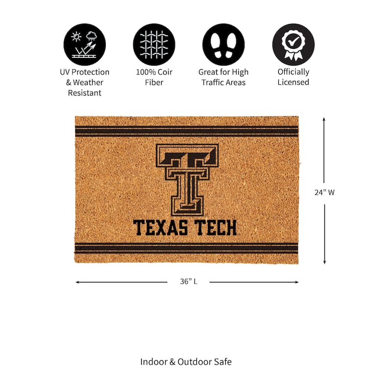 Texas Tech University Monochrome Indoor/Outdoor Coir Door Mat