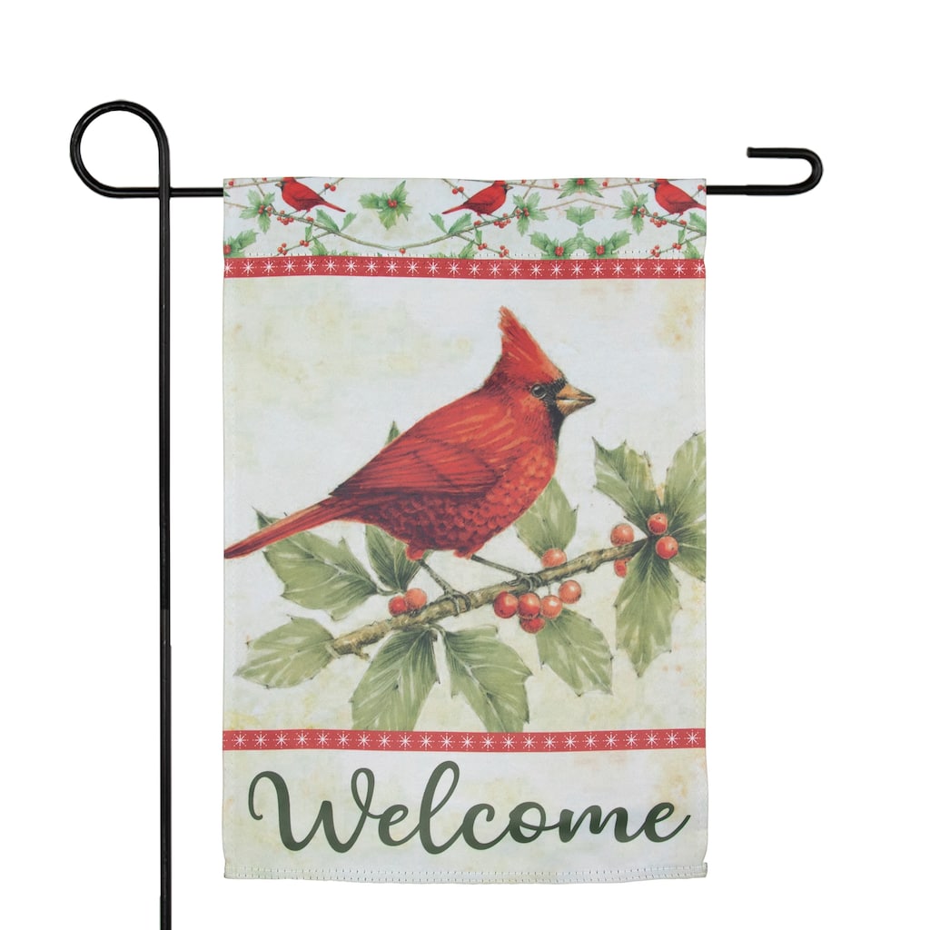 Green and Red Cardinal Christmas Outdoor Garden Flag 18" x 12.5" - 18" x 12.5"