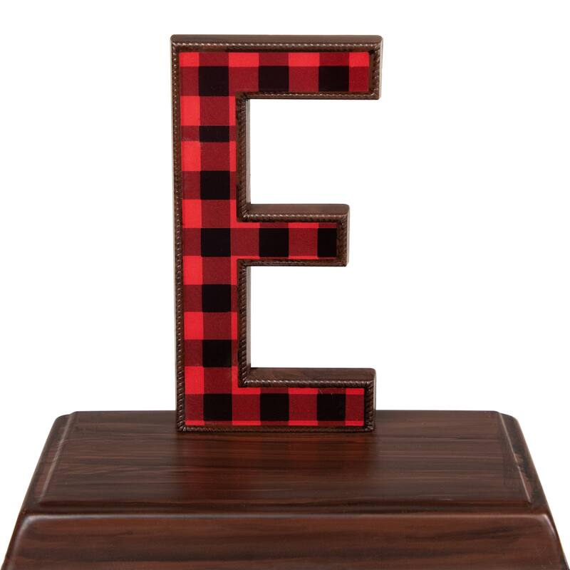 Set of 5 Red Black Buffalo Plaid "PEACE" Christmas Stocking Holder 6"