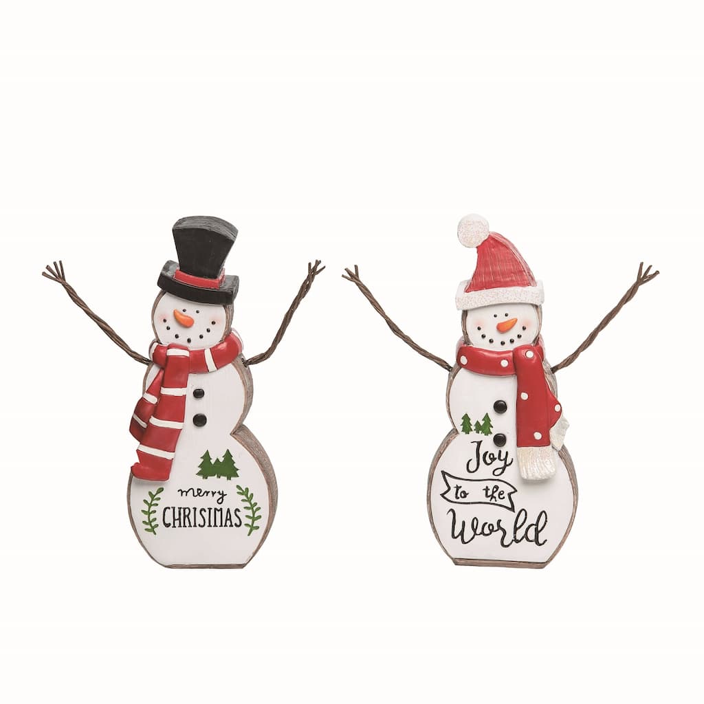 Transpac Christmas Resin Merry Snowman Figurine Set of 2 Christmas Home Decorations