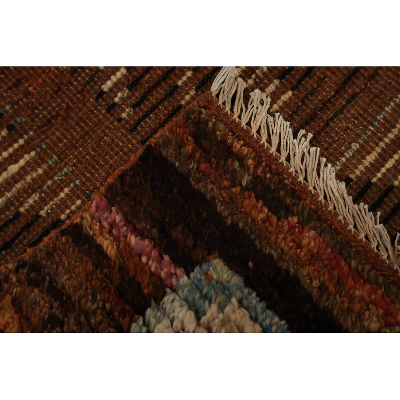 Hand Knotted Oriental 100% Wool Carpet Modern Tribal Oranges & Rust Moroccan Area Rug - 9' 7'' X 6' 10''