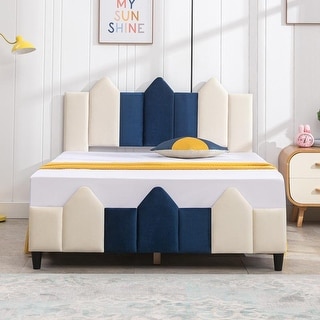 Mixoy Kids Bed Frames,Upholstered Platform Bed Frame for Children with Headboard,Toddler Bed For Teens