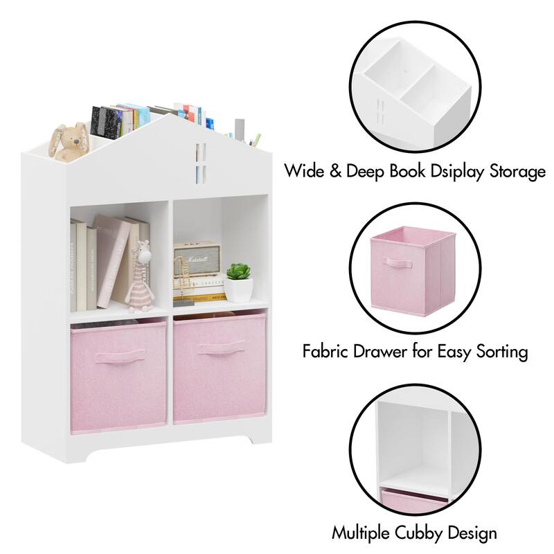 Kids Dollhouse Bookcase with Storage