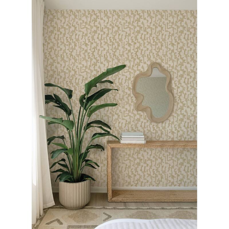 A-Street Prints Cipher Chestnut Geometric Faux Grasscloth Wallpaper