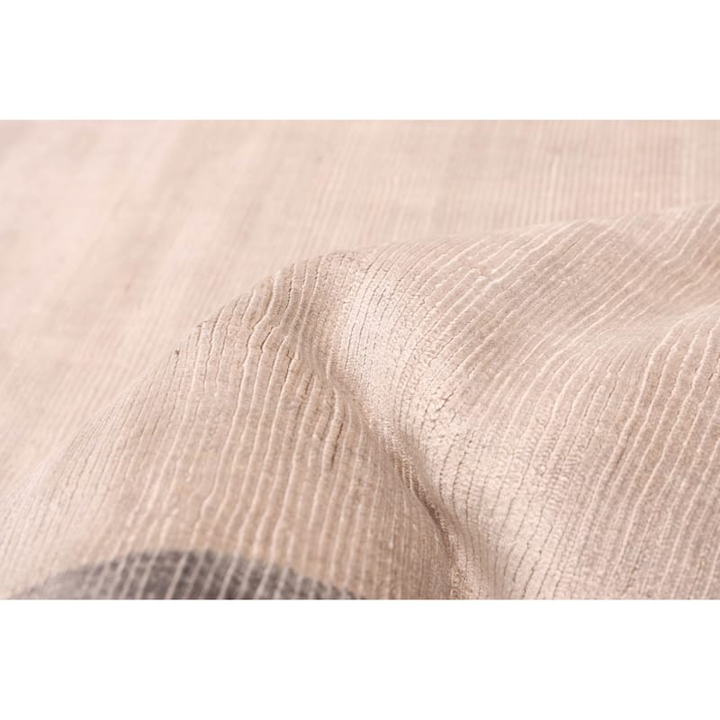 ECARPETGALLERY Hand Loomed Shimmer Light Grey Viscose Rug - 7'11 x 11'5