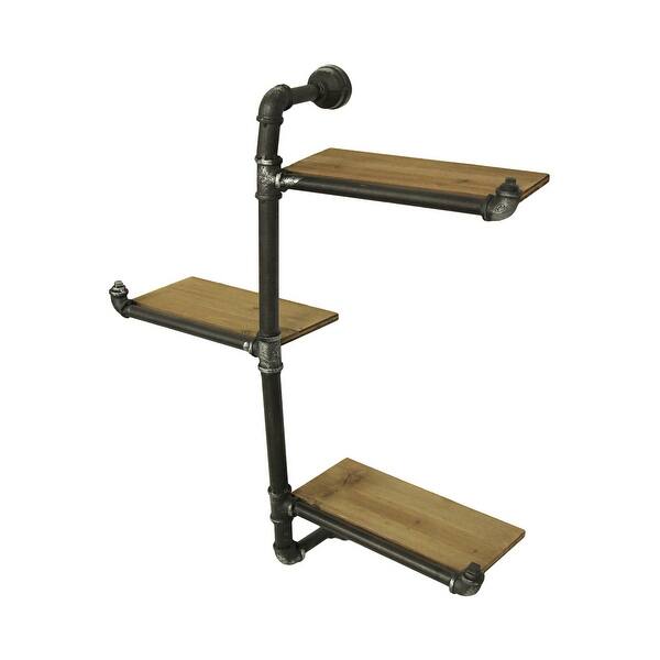 Shop 3 Tier Wall Mounted Rustic Industrial Offset Pipe Shelf On Sale Overstock 17378399