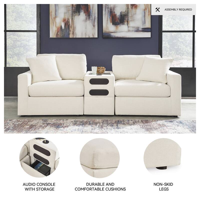 Signature Design by Ashley Modmax 3-Piece Sectional with Audio Console - 93" W x 37" D x 36" H