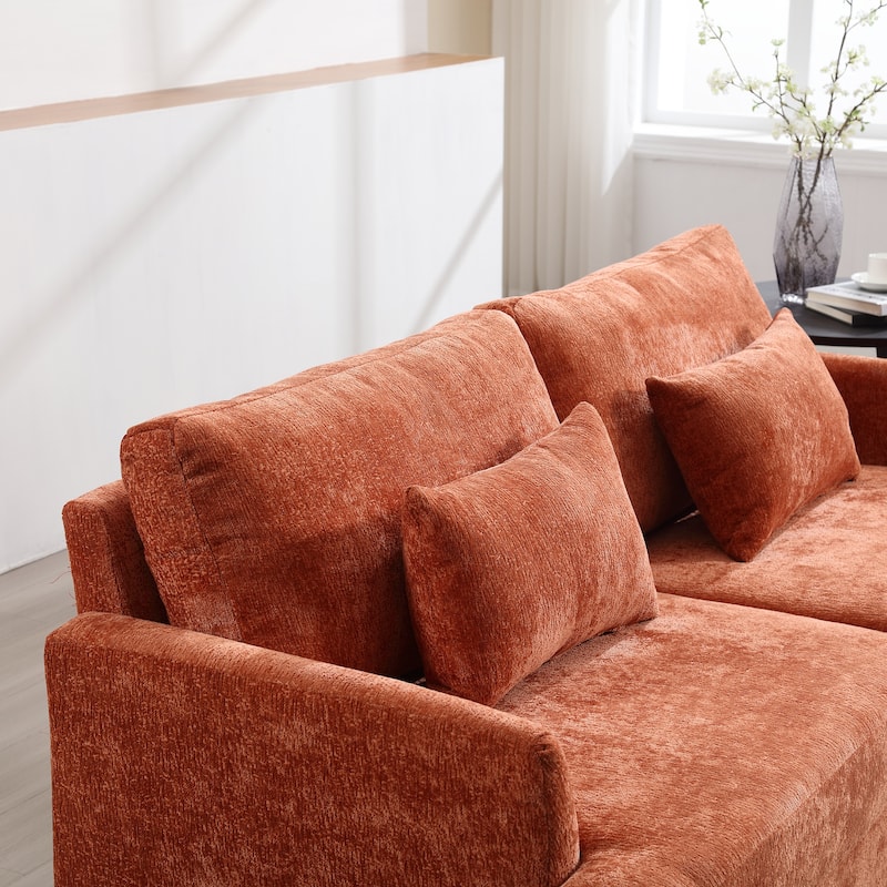 Modern Chenille Fabric Loveseat, 2-Seat Upholstered Loveseat Sofa