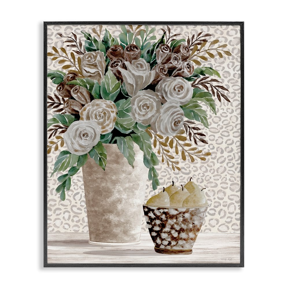 Stupell Bouquet on Leopard Pattern Framed Giclee Art Design By Cindy Jacobs