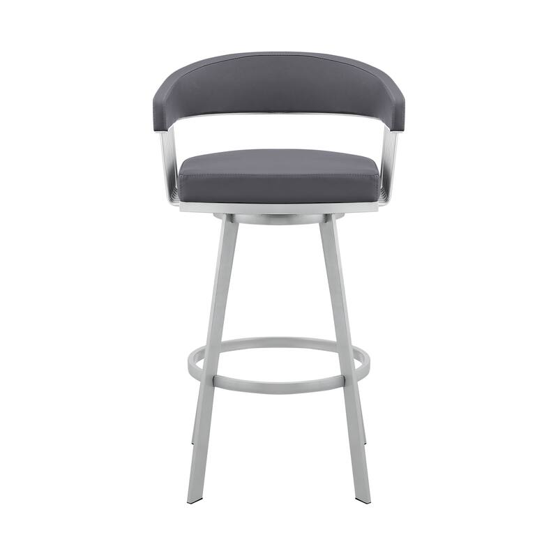 Comfortable Round Seat Low Back Bar Chair with Foam Padding Arms and Footrest for Home Bars