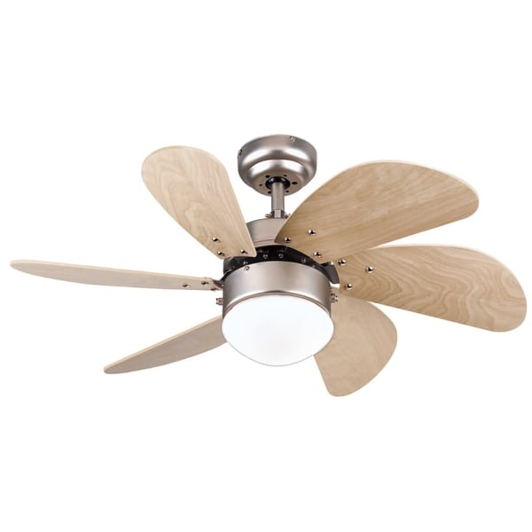 Westinghouse 7814465 Turbo Swirl 30" 6 Blade Hanging Indoor Ceiling Fan with Reversible Motor, Blades, Light Kit, and Down Rod