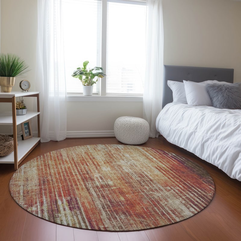 Machine Washable Indoor/ Outdoor Chantille Modern Ombre Rug - Paprika - 8' x 8'