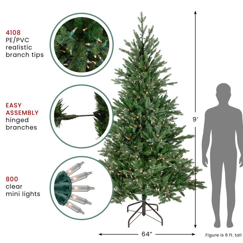 Medium Grande Spruce Artificial Christmas Tree 9' Clear Lights - 9 Foot