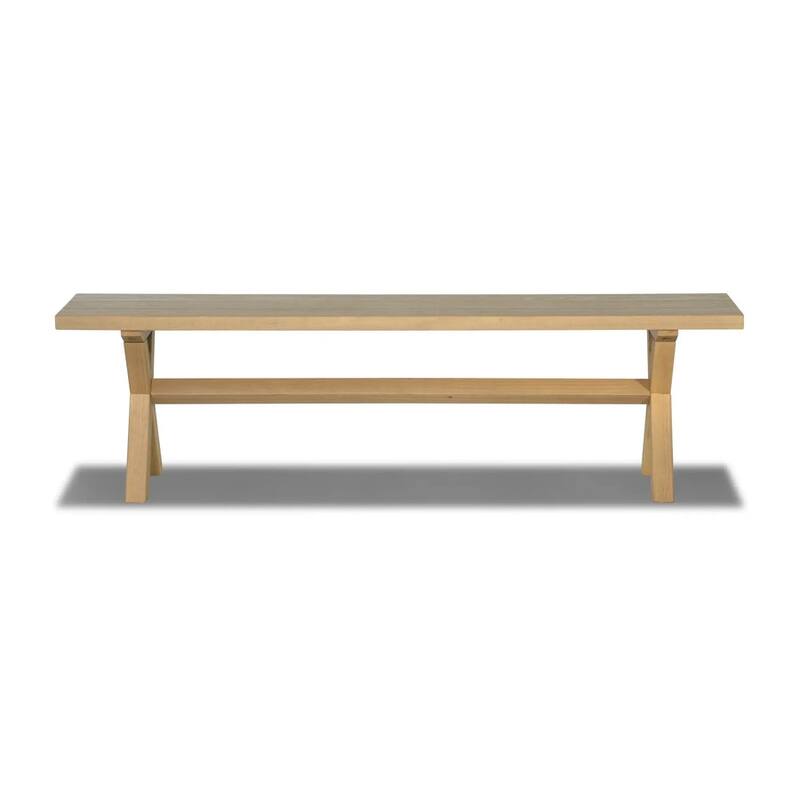 Cascais Solid Wood Bench with Trestle Base - Blonde Oak