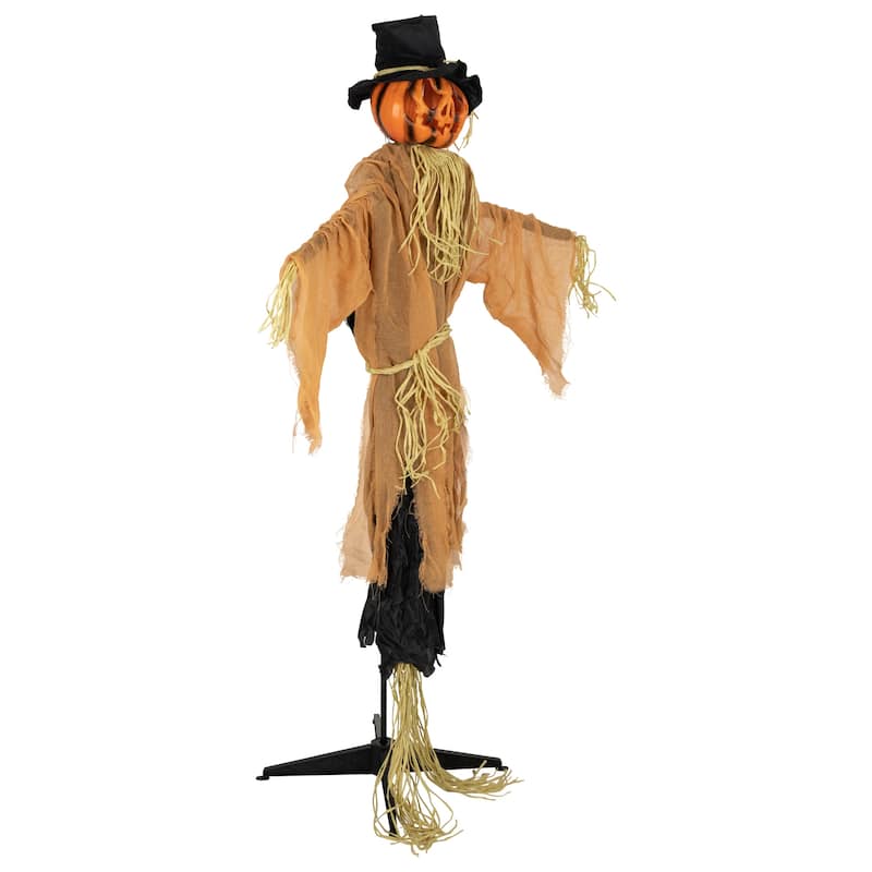 6' Animated Jack-O'-Lantern Scarecrow Halloween Decoration