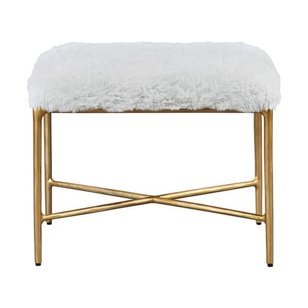 slide 2 of 4, Uttermost Charmed Sheepskin Small Bench - 24"W x 19"H x 16"D