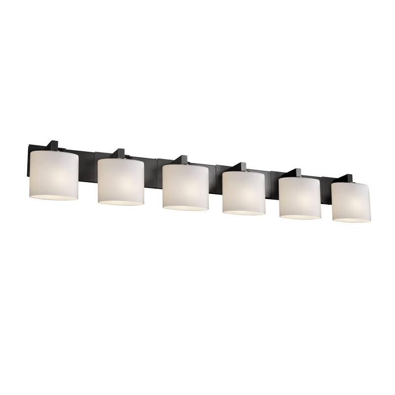 Justice Design Fusion Modular 6-light Matte Black Bath Bar, Opal Oval Shade - Matte Black, Opal