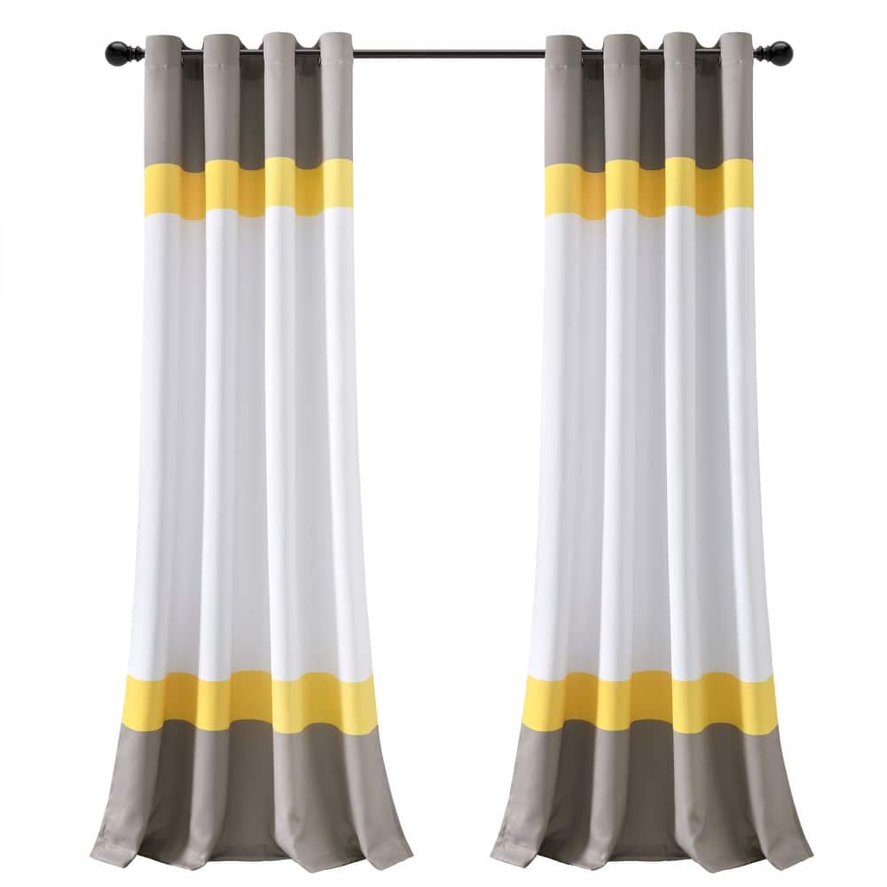 Lush Decor Alexander Color Block Light Filtering Window Curtain Panel Set