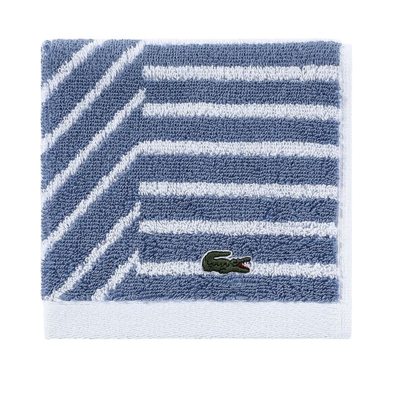 Lacoste Guethary Stripe Cotton Wash Cloth - Light Denim Blue