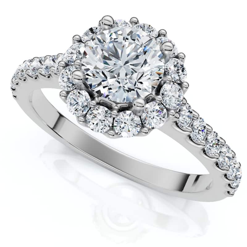 1 1/2Ct Halo Diamond Engagement Ring Gold Lab Grown
