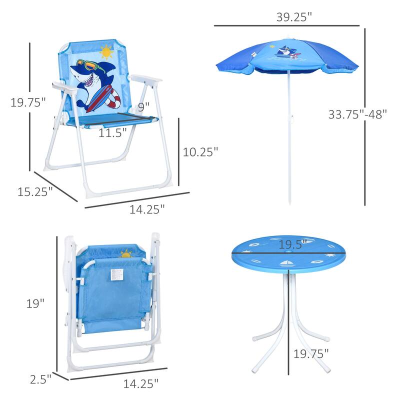 Outsunny Kids Picnic Table and Chair Set for Patio Backyard with Removable & Height Adjustable Sun Umbrella