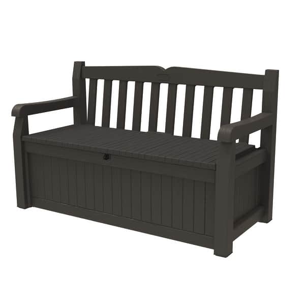 slide 1 of 17, Keter Solana 70 Gallon Storage Bench Deck Box, Brown / Brown