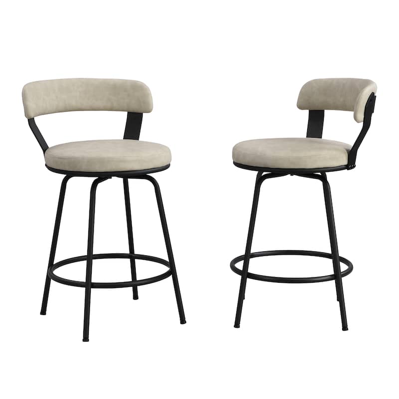Hausfame Metal Counter Height Industrial Swivel Bar Stools