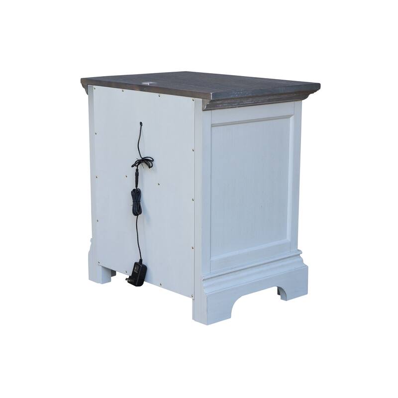 International Concepts Solid Wood 2-Drawer Nightstand with USB Charging Port