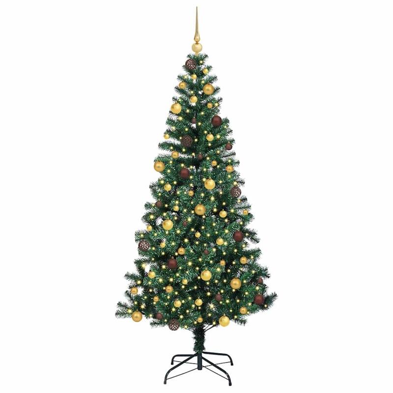 vidaXL Artificial Pre-lit Christmas Tree with 300 LEDs Black 94.5" PVC - 94.5