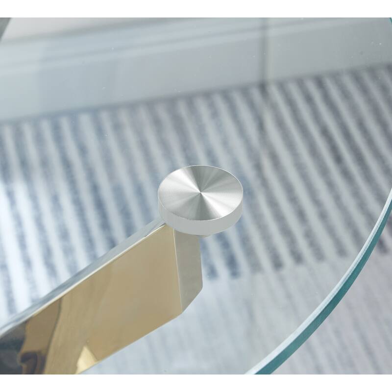 Round Tempered Glass Coffee Table with Chrome Legs - 35.40 x 35.40 x 17.70