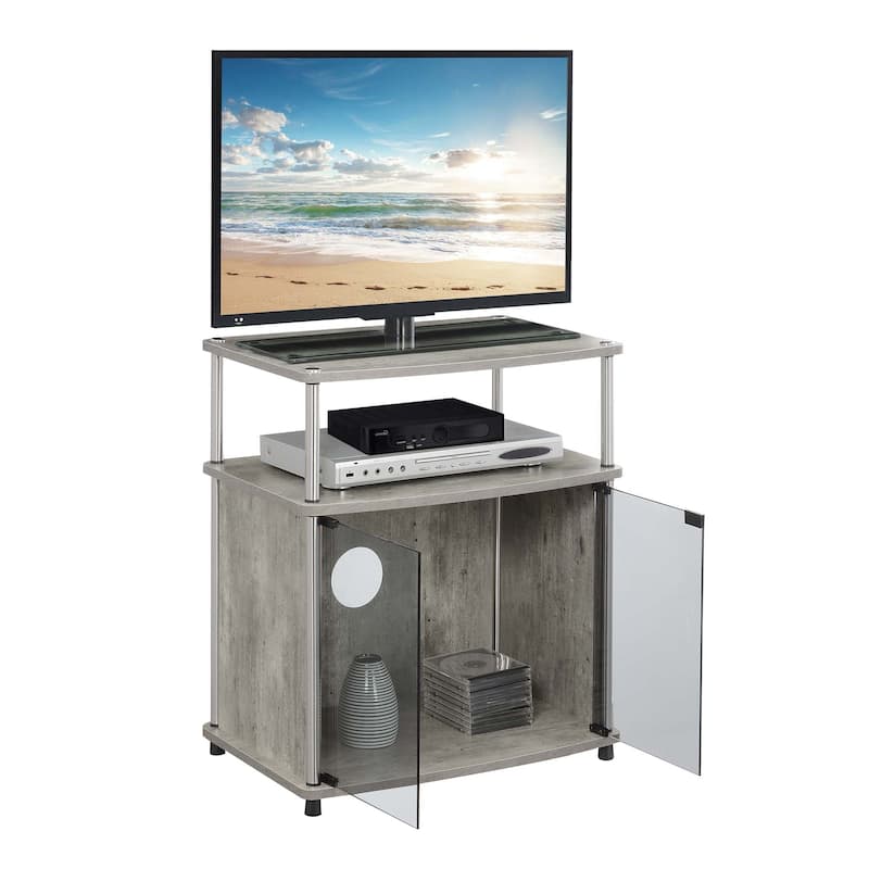 Convenience Concepts Designs2Go TV Stand with Black Glass Storage Cabinet and Shelf for TVs up to 26 Inches