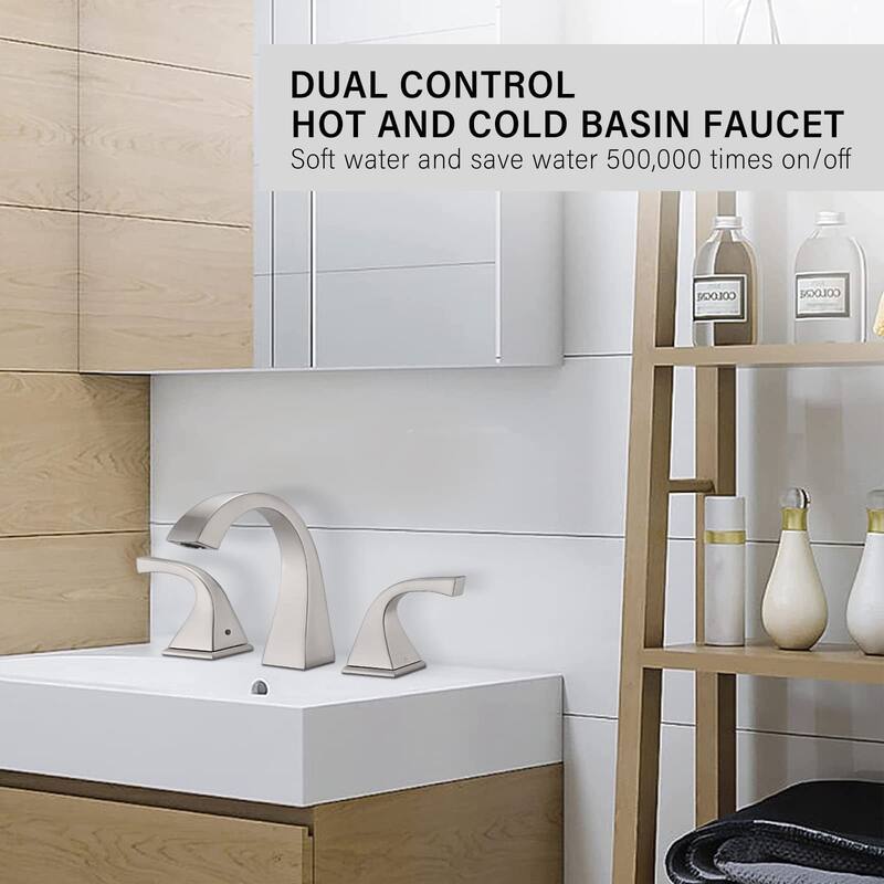 3 Hole 8 Inch Widespread Bathroom Sink Faucet Modern Bathroom Faucet with Pop Up Drain Vanity Tap with Two Handle