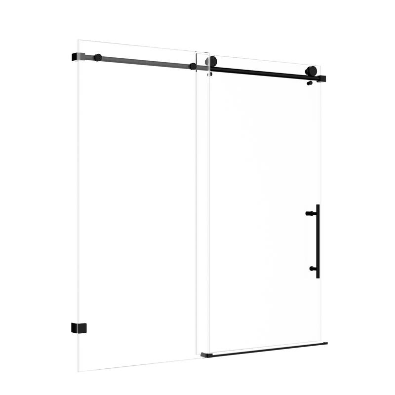 Frameless Single Sliding Shower Door - Black