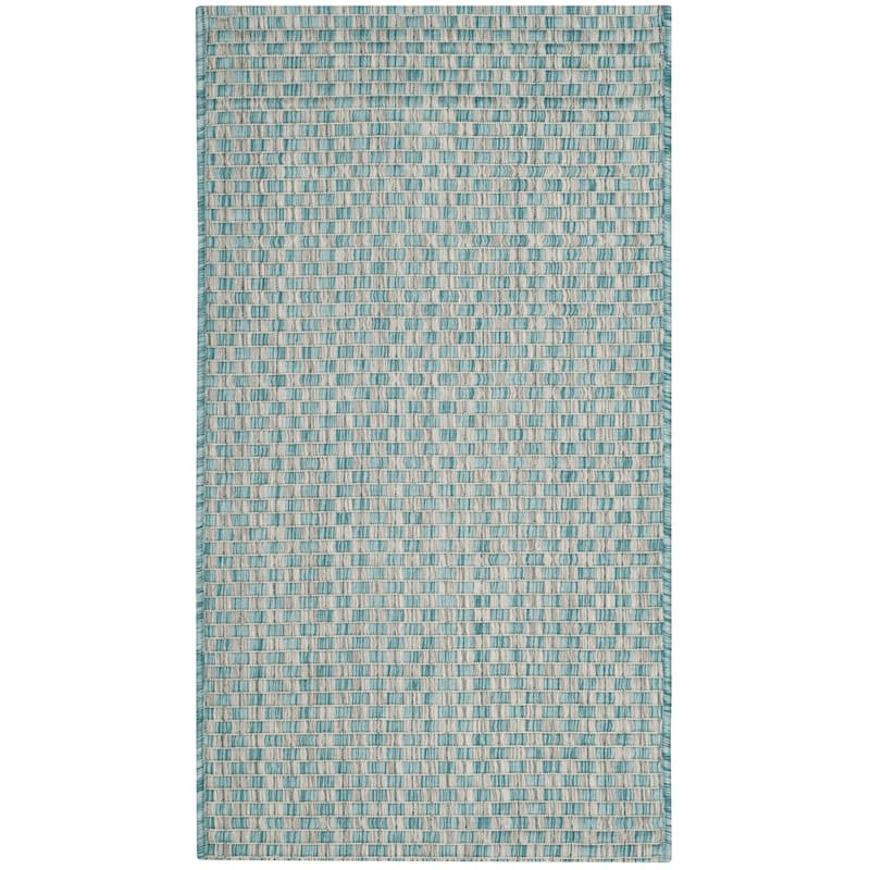 SAFAVIEH Courtyard Judi Indoor/ Outdoor Patio Backyard Rug - 2' x 3'7" - Light Blue/Light Grey