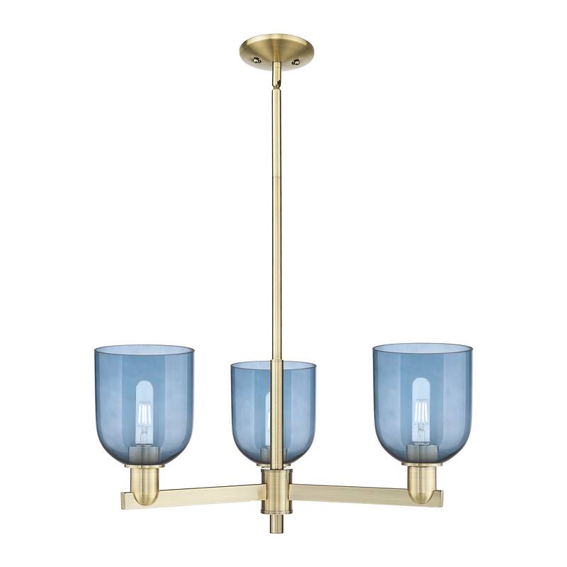 Innovations Lighting Endless Possibilities Arcadia - Bella - 3 Light 27" Stem Hung Chandelier - Blue/Antique Brass