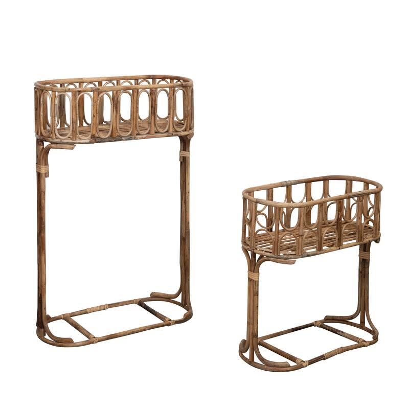 Handmade Woven Rattan Planters - 25.3"L x 11.5"W x 35.0"H