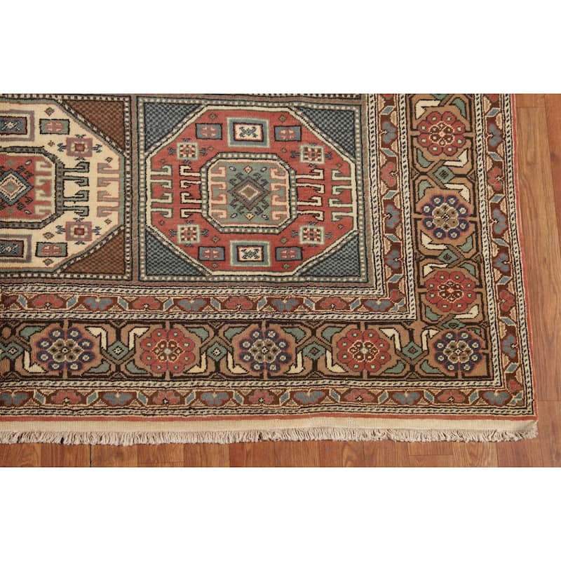 Geometric Anatolian Turkish Vintage Area Rug Handmade Wool Carpet - 6'7" X 9'8"