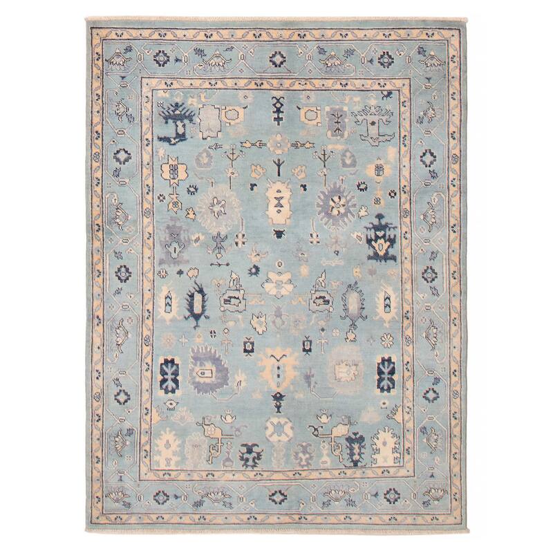 ECARPETGALLERY Hand-knotted Uzbek Ghazni Blue Wool Rug - 4'11 x 6'6 - Light Blue - 4'11 x 6'6