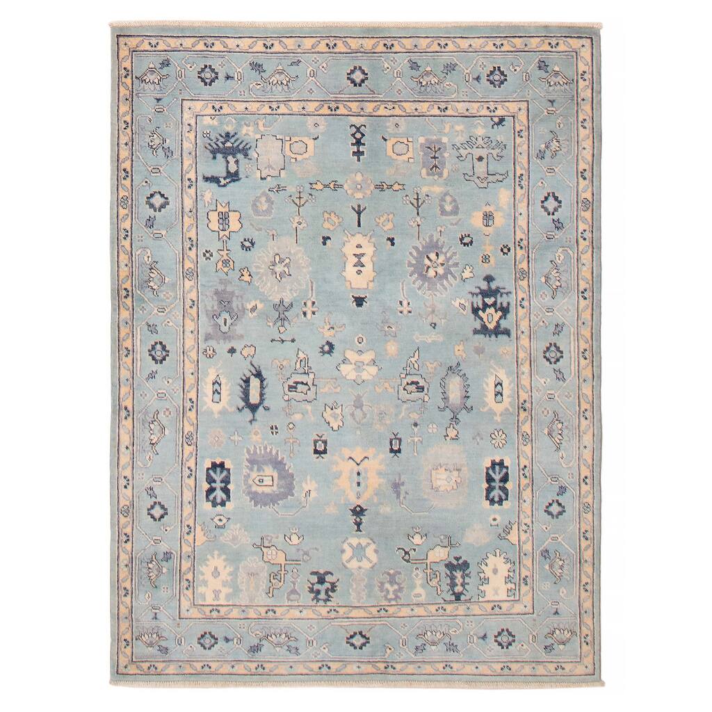 ECARPETGALLERY Hand-knotted Uzbek Ghazni Blue Wool Rug - 4'11 x 6'6