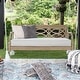 preview thumbnail 17 of 31, Renley Mahogany Wood Outdoor Swing Daybed with Cushion Lime Wash/Oyster Cushion