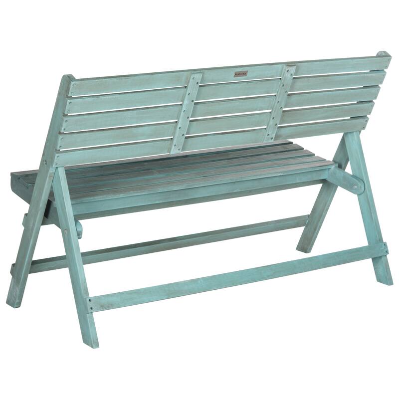 SAFAVIEH Outdoor Sherilyn Ash Grey Folding Bench - 48Wx24Dx32H