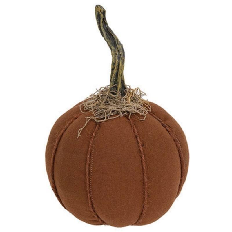 Plush Orange Pumpkin Decor with Moss and Twig Accents for Rustic Fall Autumn Decoration - 6" Dia.