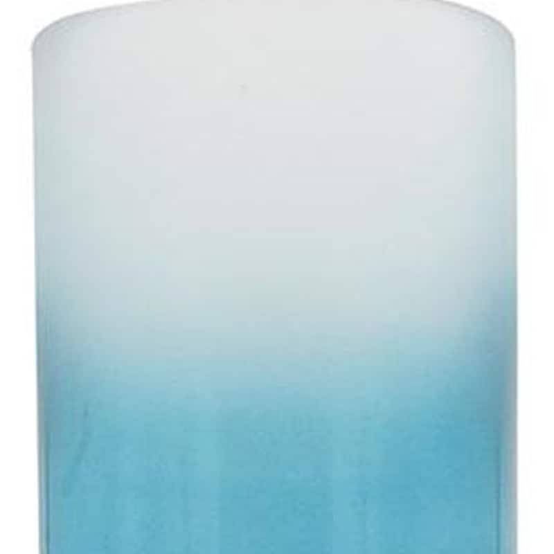 21" Blue White And Gold Ombre Glass And Aluminum Pedestal Table Vase - 8.00