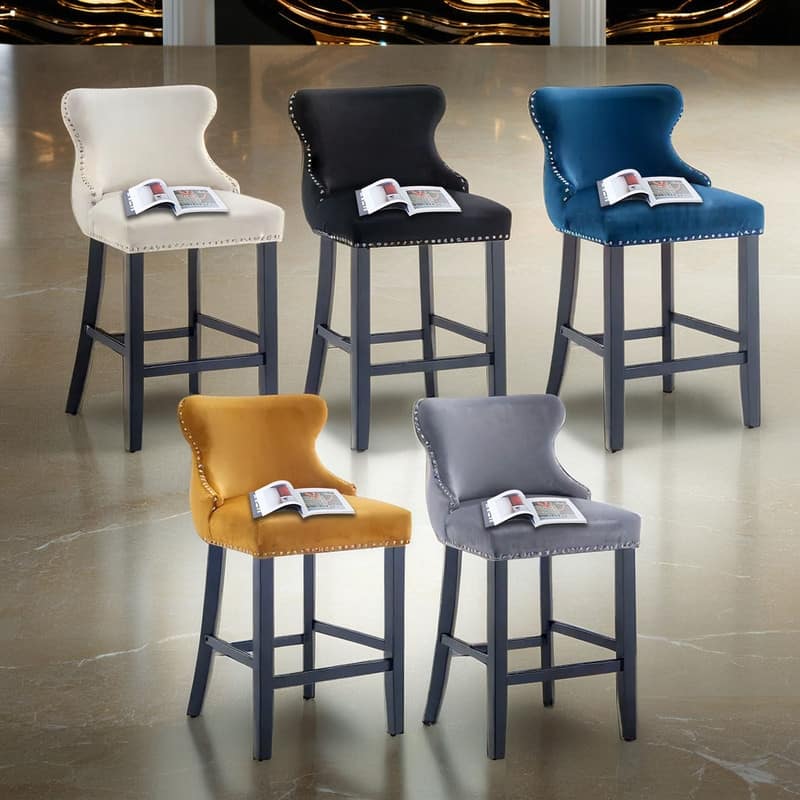 Upholstered Wing Back Bar Stools (Set of 6)