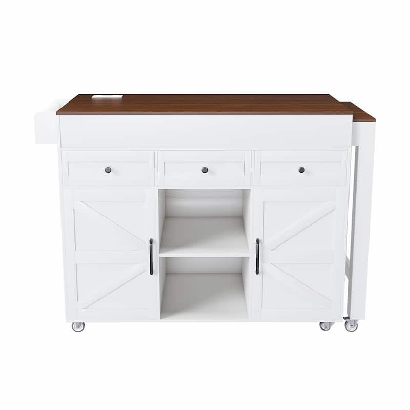 74.8" Kitchen Island with Extendable Dining Table & Power Outlet