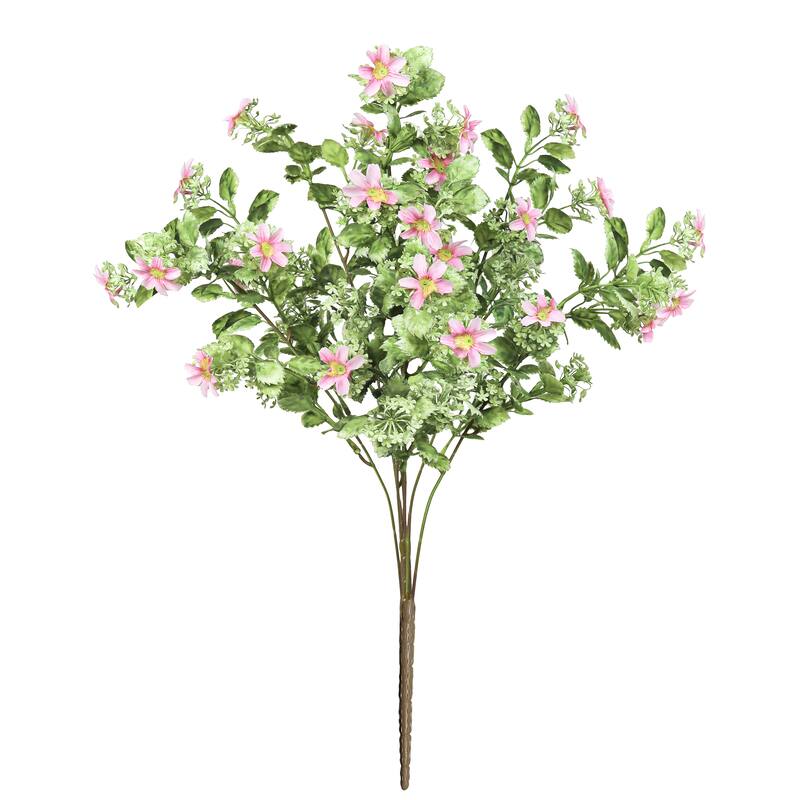 Set of 2 Pink Artificial Wild Daisy Greenery Flower Stem Bush Bouquet 20in - 20" L x 11" W x 11" DP