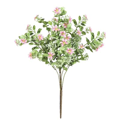 Set of 2 Pink Artificial Wild Daisy Greenery Flower Stem Bush Bouquet 20in - 20" L x 11" W x 11" DP