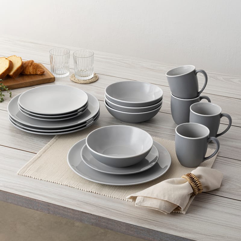Noritake ColorTrio 16-Piece Coupe Dinnerware Set, Service For 4